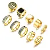 Accesorios de Moda Populares Transfronterizos Europeos y Americanos, Anillos de Titanio para Hombre Retro a la Moda, Anillos de Boda, Juego de Diez Piezas al por Mayor