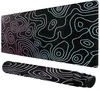 Novo Mouse Pad de Jogo e Escritório Preto Modelo Transfronteiriço com Linhas de Contorno, Tapete de Mesa Extra Longo, Superfície de Tecido Ultra-Fibra, Base de Borracha Natural