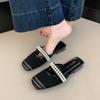 Zapatos Suaves de Tarde Bajo Tacón Punta Hueca Medias Zapatillas Verano Mujer Ropa Exterior 2025 Nuevo Estilo Deslizables Sandalias Francesas