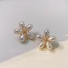 Pendientes de flores retro suaves para mujer, elegantes pendientes de perlas de estilo francés, nicho de alta calidad, joyería para las orejas dulces al por mayor