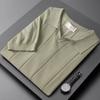 Nova Camisa de Malha Masculina de Manga Curta com Gola no Verão, Casual de Meia-Manga com Gola Reversível, Slim Fit Business Transfronteiriça, Moda Masculina