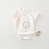Ropa de bebé, mameluco triangular para recién nacido, mameluco de algodón puro clase A fino para niños, mameluco de manga corta de verano