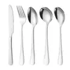 1010 Juego de Cubiertos de Acero Inoxidable Cuchara Cuchillo de Mesa Occidental Espeso Tenedor Cuchara Cuchara de Hotel Cuchara de Servir Cuchara Comunal de Buffet