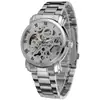 Reloj Mecánico Automático Winner para Hombre Dorado Hueco Semi-Transparente Correa de Acero Números Romanos