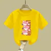 Camiseta de Manga Corta de Algodón Puro para Niñas, Nuevo Estilo de Verano para Niñas, Ropa Popular de Verano para Niños, Top Holgado de Manga Media Estilo Coreano de Moda t
