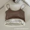 Camisola térmica gruesa con forro polar para mujer, top sencillo y puro con almohadilla en el pecho, estilo coreano, ropa exterior, ropa interior térmica
