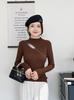 Suéter de Punto Sexy Ajustado de Cuello Alto Medio para Mujer Otoño e Invierno, Diseño de Manga Larga de Moda, Estilo Ajustado