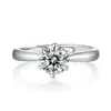 Anillo de Plata de Ley S925 con Zirconia de Seis Garras para Mujer, Diseño Clásico de Alta Gama, Anillo Abierto para Dedo Índice, Popular en Xiaohongshu