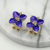 Pendientes de diamantes con destellos de flor de cuatro pétalos de Corea del Sur, pendientes de hierba de cuatro pétalos con aceite de gota de moda, joyería de estilo coreano