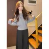 Nuevo Suéter de Punto Amarillo Estilo Coreano Súper Elegante 2025 para Mujer, Otoño e Invierno, Top Base Ajustado Corto