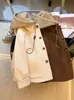 Casaco de Lã Novo Outono/Inverno Plus Size 2026 para Mulheres, Cardigan Tricotado com Capuz Estilo Coreano, Blusa Grossa Falsa de Duas Peças