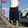 Pantalones cortos de estilo chino de seda helada de verano, ligeros, bordados, tipo harén, hip-hop, nuevos pantalones cropped retro modernos de estilo chino para hombre