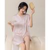 Vestido Camisa de Filhote Estilo Doce e Amoroso Feminino de Manga Curta em Seda de Gelo Confortável Roupa para Casa para Outono e Inverno terno