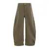 Pantalones de trabajo punk retro desgastados con dobladillo curvo para hombre, diseño de marca moderno, silueta plisada, pantalones largos holgados