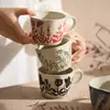 Caneca de Cerâmica Embossada Retrô de Fábrica Simples para Escritório Celebridade da Internet Xícara de Café Exquisita para Latte Xícara para Arte Latte