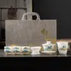 Moda Nacional China Dehua Mate Jade Gordo Porcelana Blanca Traje Hogar de Gama Alta Tapa Tazón Caja de Regalo Traje Taza de Degustación Imprimible