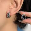 [Galvanoplastia de Oro Real] Pendientes de Aro Circulares a Cuadros Metálicos Simples de Corea del Sur Elegante Sentido del Diseño Nicho Hebilla para la Oreja Joyería para la Oreja