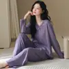 Conjunto de Pijama de Encaje Floral para Mujer, Manga Larga, Pantalón Largo, Pulóver, Transmisión en Vivo, Transfronterizo, Ropa de Casa para Mujer, Conjunto de Dos Piezas, Se Puede Usar al Aire Libre