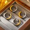 Brincos Elegantes Estilo Coreano Transfronteiriço Retrô com Pontos Cruzados Anel Banhado em Aço Titânio Ouro 18k Real Brincos Distintivos de Nicho para Mulheres