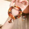Nuevo Estilo Chino Pulsera de Doble Círculo Bodhi de Dunhuang Exquisita de Estilo Nacional Cuentas de Manzana Pulsera Giratoria de Descompresión para Jugar Mujeres Al por Mayor