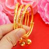 Pulsera de perro yuan para niños de imitación de oro de 24k, pulsera de lluvia de meteoros Fénix, estilo étnico, pulsera de arena dorada con campana