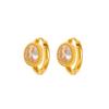 Brincos de brilho de zircão oval de ouro de aço inoxidável Fivela de orelha elegante de luxo leve antigo Orelha premium de ouro 18K