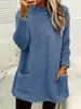 2026 Ropa de Mujer Transfronteriza Otoño e Invierno Nueva Amazon Sudadera Casual Suelta de Felpa con Bolsillos de Manga Larga y Cuello Redondo para Mujer