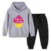 Nova coleção outono/inverno 2023 roupas infantis transfronteiriças conjunto de duas peças para bebê com capuz, suéter e calça, algodão, manga longa