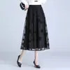 Falda de malla reversible línea A con caída, corte ajustado, falda de moda con dobladillo grande, falda midi casual de cintura alta primavera/otoño 2026