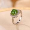 Yilu Silver S925 Sterling Silver Banhado a ouro Hotan Jasper Light Luxury Fashion Square Anel trançado Elegante Anel All-match