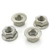 Porca de flange sextavada de dente reverso de aço inoxidável 304 dente esquerdo com tampa de parafuso antiderrapante dente de flor de almofada DIN6923
