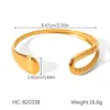 Pulsera Ancha de Acero Inoxidable en Oro de 18K Procesada y Personalizada, Pulsera Abierta que No se Desvanece, Joyería de Mano de Alta Gama, Joyería de Acero de Titanio