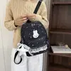Cabeza de Conejo Linda Moda Nueva Otoño Temprano Fresco Gran Capacidad Diseño de Nicho Estampado de Estrellas Texturizado Mochila