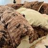 Novo Veludo Leitoso Totalmente Fosco Estilo Hepburn Cor Pura Pelúcia de Coelho Rex Estéreo Cama Lençóis de Cama Conjunto de Quatro Peças Cobertor de Edredom Espessado de Inverno