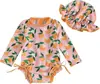 0-3m 3-6m 6-12m 12-18m 18-24m Maiô Infantil com Chapéu