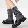 Polainas de Tricô Retrô para Mulheres, Meias Grossas Quentes de Outono/Inverno até o Joelho com Botão Dobrável, Polainas de Tricô Tendência