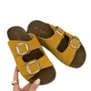 Em Estoque~ Versão em Couro de Chinelos Birkenstock Super Macios com Solado Grosso para Mulheres, Adequado para Uso Externo no Verão, Antiderrapante, Casual, Confortável e Leve para os Pés