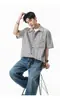 Camisa de Manga Corta a Cuadros Patchwork con Bolsillo a la Moda para Hombre, Nuevo Estilo de Verano, Suave, Resistente a las Arrugas, Top Casual Versátil para Mujer