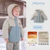 [Novo] Jaqueta de Inverno para Meninas com Forro de Fleece Casaco de Algodão Color Block para Meninos Roupas Quentes e Grossas para Bebê de 5 Anos