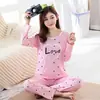 Venta al por mayor del fabricante Pijamas de manga larga para mujer para primavera, otoño e invierno, finos, lindos, casuales, pequeños, para jóvenes, conjunto de ropa para el hogar