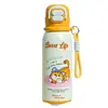Botella de agua para estudiante con estampado de dibujos animados, alta apariencia, con correa, portátil, tapa de apertura rápida, vaso para doble bebida, vaso aislado al vacío de doble capa a prueba de fugas