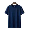 Camiseta de manga corta de seda de hielo para hombre, de verano, fina, holgada, de talla grande, con cuello redondo, de secado rápido, deportiva, informal, de media manga, ropa superior