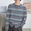 Suéter de punto de rayas con cuello redondo para mujer, nueva colección otoño 2026, elegante, de corte holgado, casual, adelgazante, cárdigan de manga larga