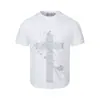 Camiseta de Manga Corta con Estampado de Cruz Eme, Ligera, Vintage, Casual, Transpirable, Algodón de Bambú, Corte Regular en los Hombros para Hombres y Mujeres