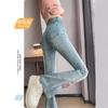 Jeans Acampanados Estilo Chino Vintage para Mujer, Otoño 2026, Pantalones Bootcut Delgados Elásticos Ajustados Bordados para Figuras Pequeñas