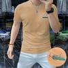 Primavera e verão nova camiseta fina e elegante da moda masculina, gola redonda de algodão mercerizado, manga curta, letras resistentes