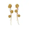 Pendientes de Malla Estilo Francés Lujo Ligero con Borlas de Rosa, de Moda, Delicados, Versátiles, Pendientes de Diseño Exclusivo, Clavos de Oreja, Colgantes de Oreja