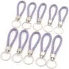 Pingente Trançado PU Corda de Couro Liga de Zinco Multicor Criativo Chaveiro DIY Bolsa Pequeno Presente Boneca Pingente Anti-perda