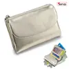 Cartera corta popular para mujer de cuero genuino con textura de cuero suave, billetera tipo clutch, bolsa de almacenamiento de gran capacidad, billetera multifuncional