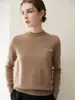 Novedad Otoño/Invierno 2026 Jersey de Punto 100% Cachemira Cuello Semi Alto Redondo Manga Larga Bordado Letras Suave y Esponjoso Jersey de Cachemira